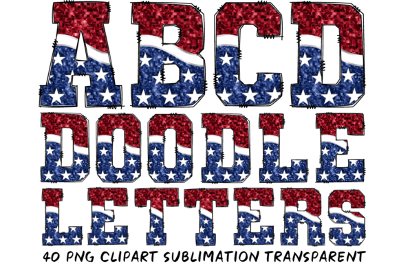 4th of July Glitter Doodle Alphabet: Festive Design Assets