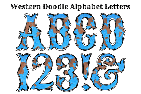 Blue Metal Rusted Doodle Alphabet: Unleash Your Creative Edge