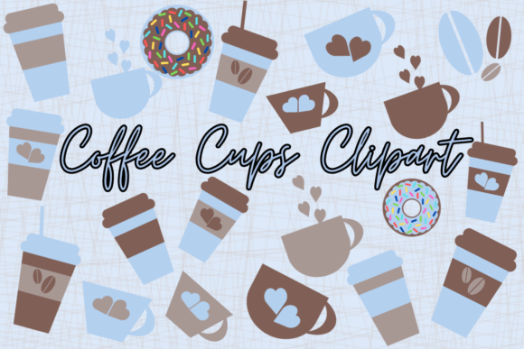 Brown and Blue Coffee Clipart: Perfect Design Assets
