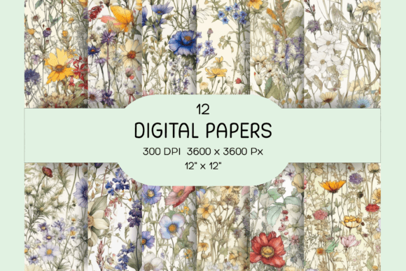 Colorful Wildflower Digital Paper Set: Endless Creative Possibilities