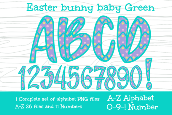 Easter Bunny Baby Green -Doodle Alphabet: A Playful Design Asset