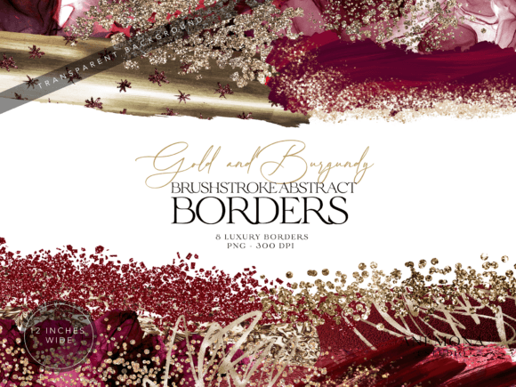 Elevate Your Brand with Burgundy and Gold Borders Overlays