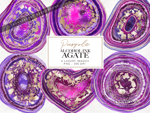 Elevate Your Creations with Purple Agate Gemstone Clipart