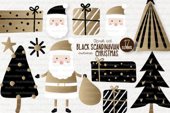 Elevate Your Holiday Projects with Black Scandinavian Christmas Clipart