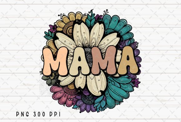 Embracing Vintage Charm with Retro Mama Floral Mom PNG