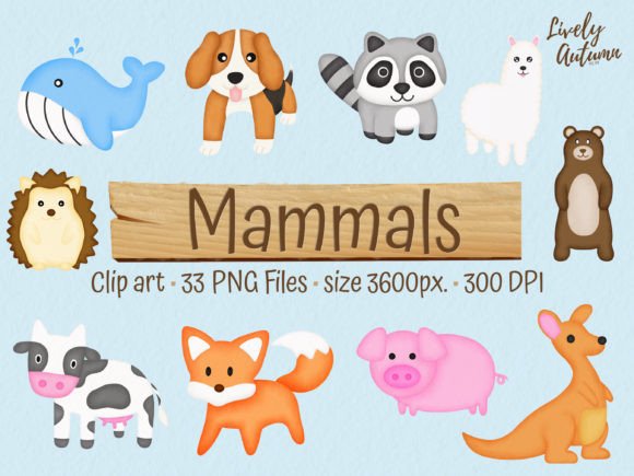 Mammals Clip Art | PNG Files Set: Your Design Toolkit
