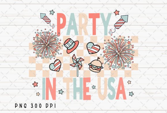 Party in the USA Retro 4th of July PNG: Vintage Americana for Modern Projects