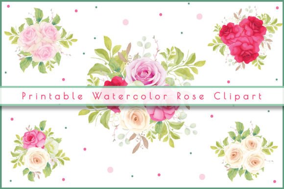 Printable Watercolor Rose Clipart, PNG: Your Design Toolkit