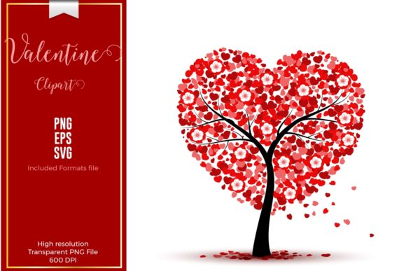 Valentine Love Tree Clipart: A Digital Asset for Romantic Designs