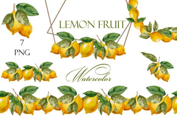 Watercolor Lemon Clipart, Lemon Wreath: A Fresh Citrus Collection