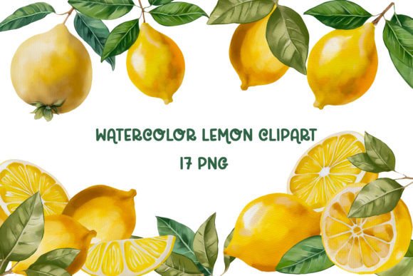 Watercolor Lemon Clipart, Yellow Citrus: A Fresh Design Asset